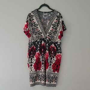 Bailey Blue Mini Dress Size M Faux Wrap Bold Graphic Pattern Whimsigoth Goth